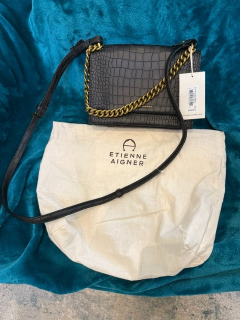 Etienne Aigner Madison Flap Sh Black Croco (EA18H1252CRBLK) Shoulder Bag.